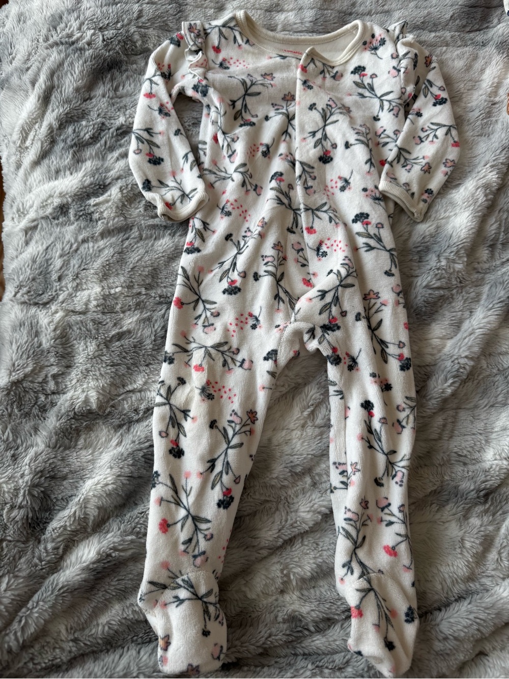MAGNETIC ME Cream Floral Footed One-Piece Pajamas for Kids